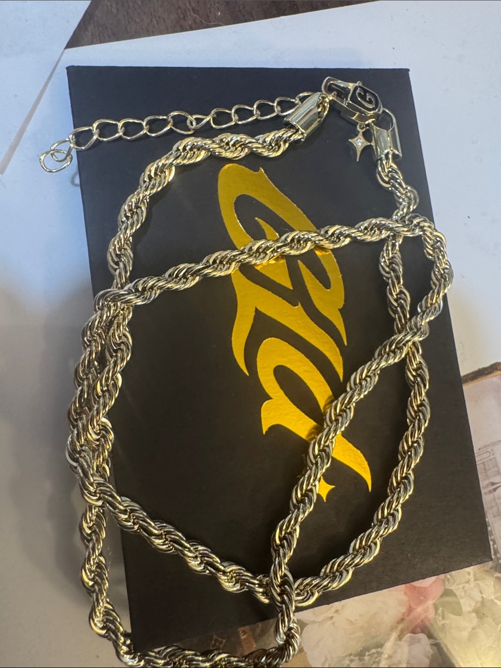 Gld Dold 4mm Rope Necklace with Branded Clasp - Picture 2 of 3